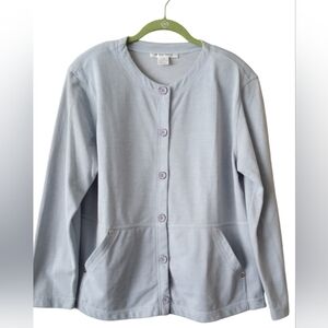 Vintage RAFAEL Jacket Medium Blue Lightweight Shoulder Pads Button Down Coastal